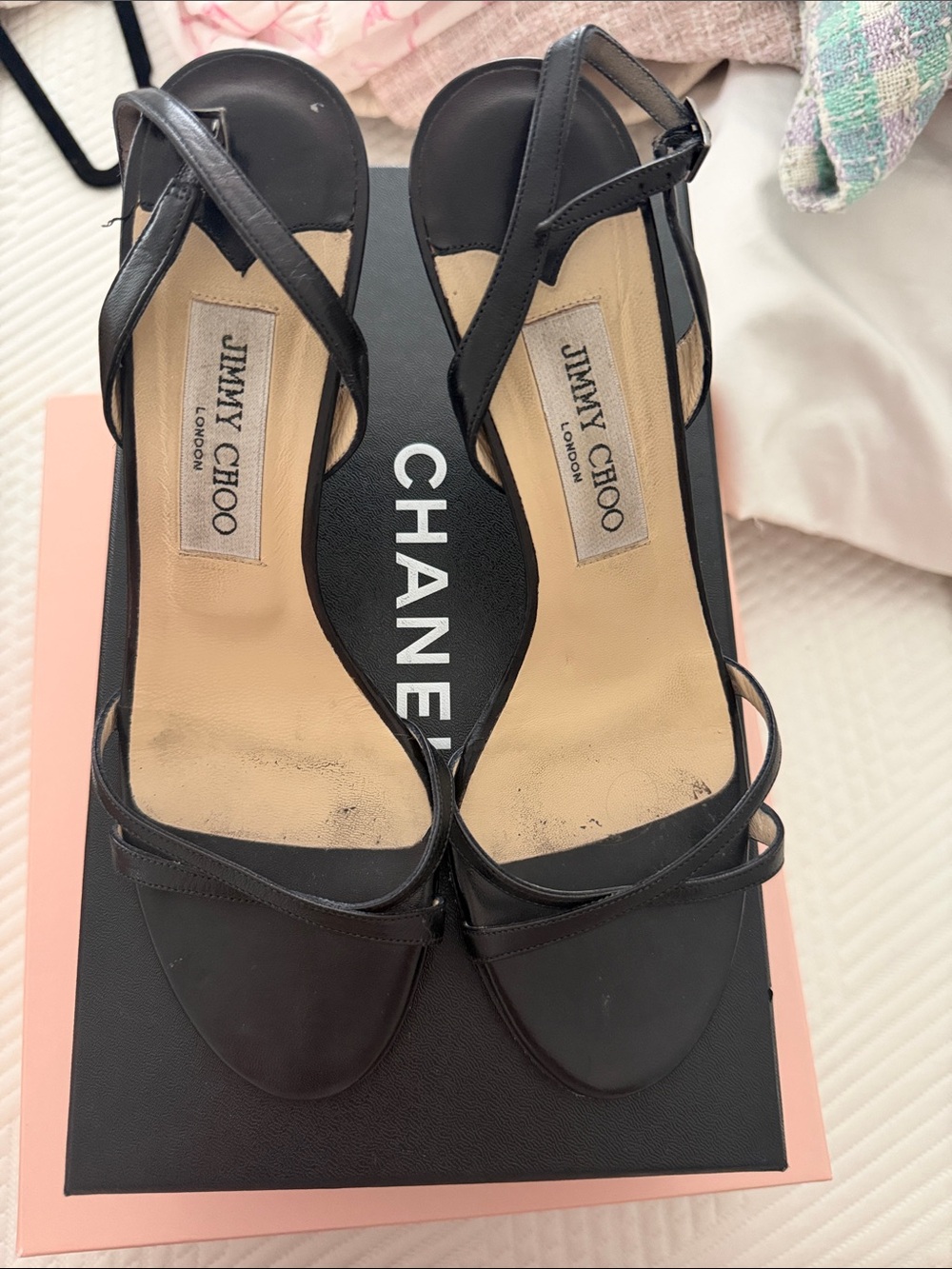 Jimmy Choo Black Strappy Slingback Heels